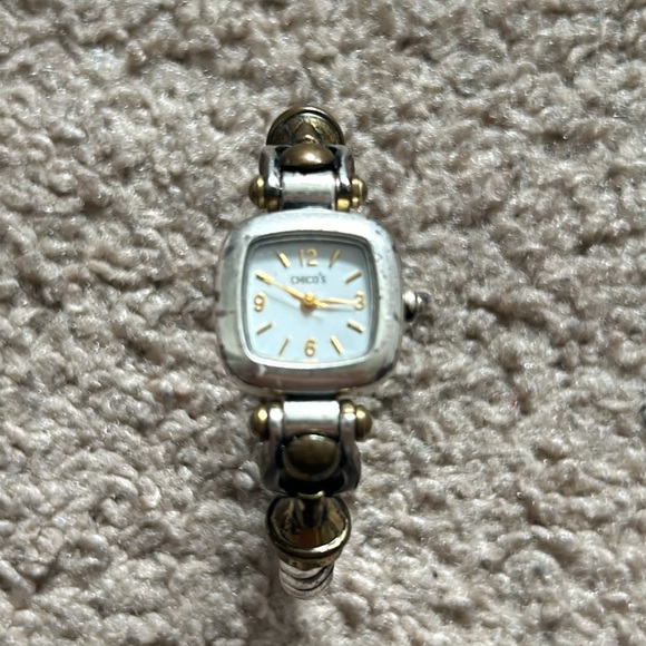 Chico’s women’s vintage two tone gold/silver watch bracelet fits small wrist - Picture 2 of 6